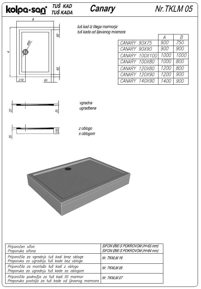 CANARY 100 X 80/O Z OBLOGO LITI MARMOR - slika 2